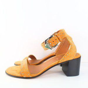 Givenchy Studded Suede Women Sandals Block in Mustard Yellow 36 Euro- 0300